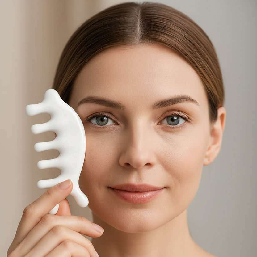 Dolphin Ceramic™ – Peigne de Massage Thérapeutique en Céramique blanc