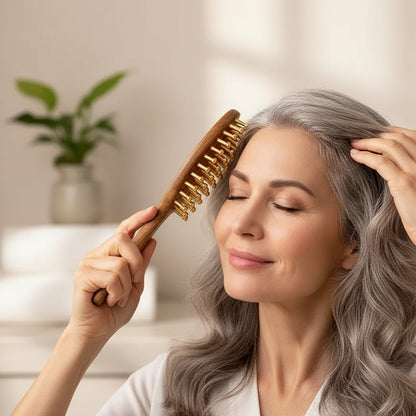 Brosse énergétique anti‑chute &amp; stimulation capillaire soulagement