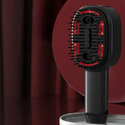 Brosse Soins "Renaissance": Masseur Vibratoire & Brume Anti-Chute noir