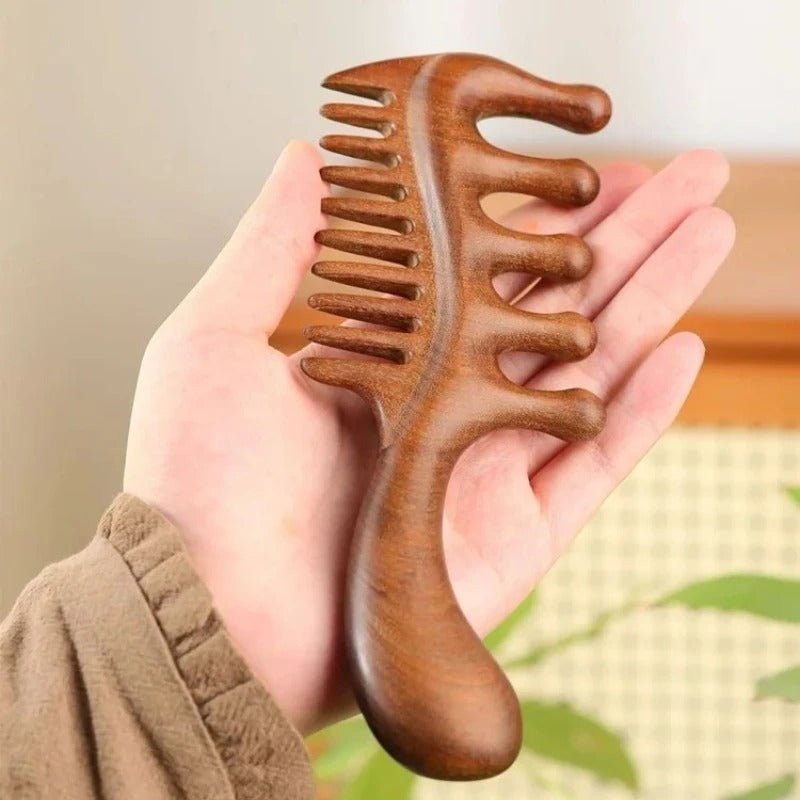 Peigne de Massage Multifonctionnel en Bois –  Repousse capillaire