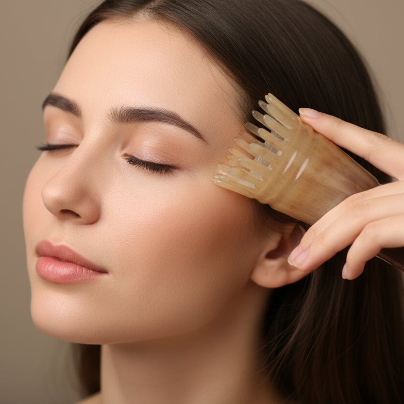 Peigne masseur de cuir chevelu en corne de buffle utlisation