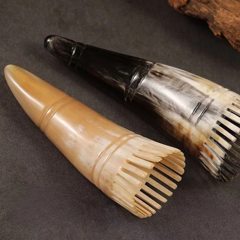 Peigne masseur de cuir chevelu en corne de buffle couleur