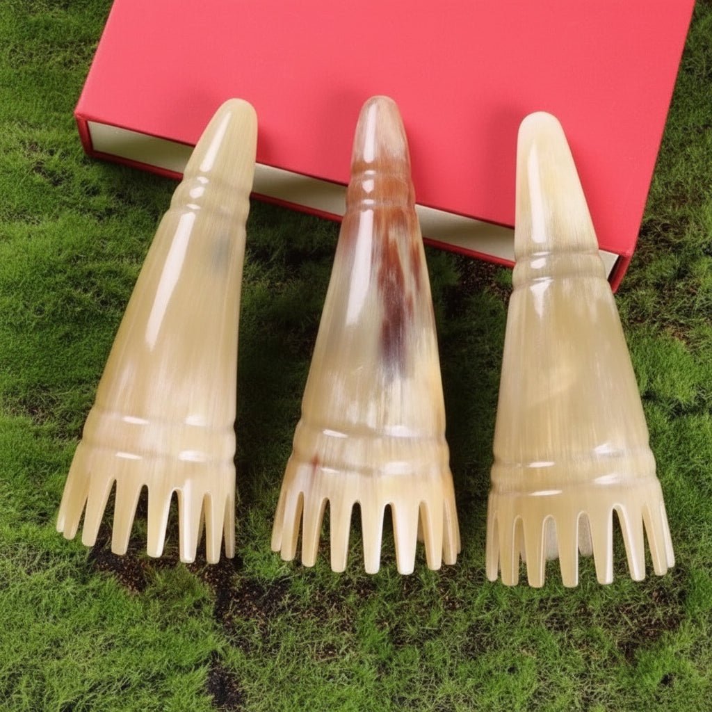 Peigne masseur de cuir chevelu en corne de buffle solution